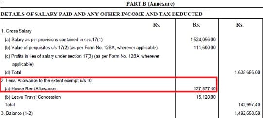 Deduction For Hra Under Section 80