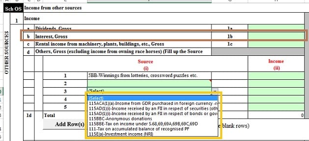 Show income from Senior Citizen scheme in OS of ITR as Income from other sources