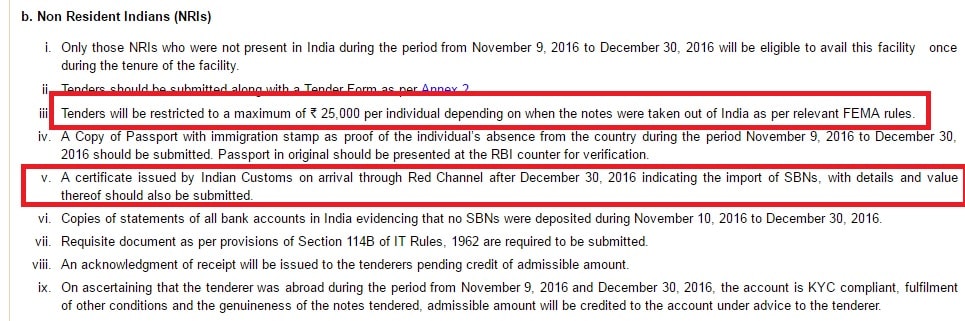 RBI Notification for NRI Depositing old Money