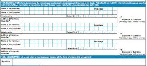 Nomination section of SBI Gold Fund Form