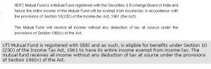 No TDS on income of Mutual Funds