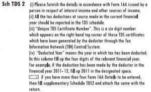 ITR1: Instructions for TDS2