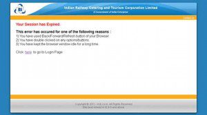 Infamous IRCTC session expired screen