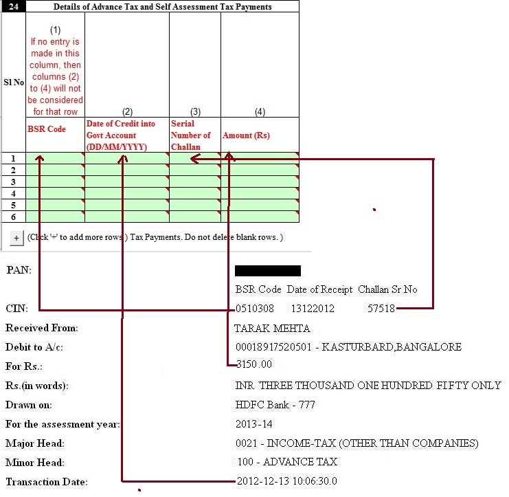 Show Advance Tax in ITR