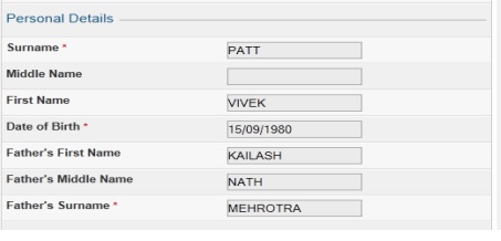 Income tax efile registration Personal Details