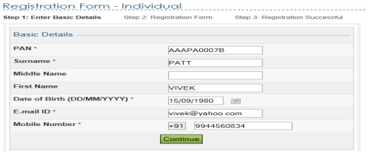 Income tax registration basic details