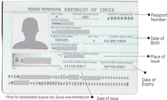 indian passport sample