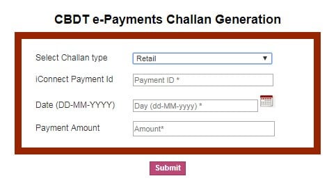 Axis Bank Generate Challan