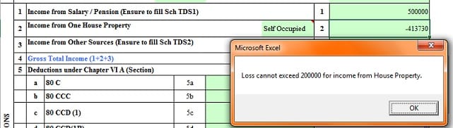 Fill House Property in ITR1 more than 2 lakh