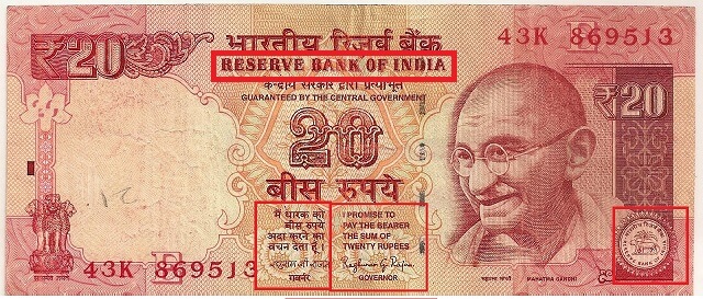 RBI governor signature on the Indian note
