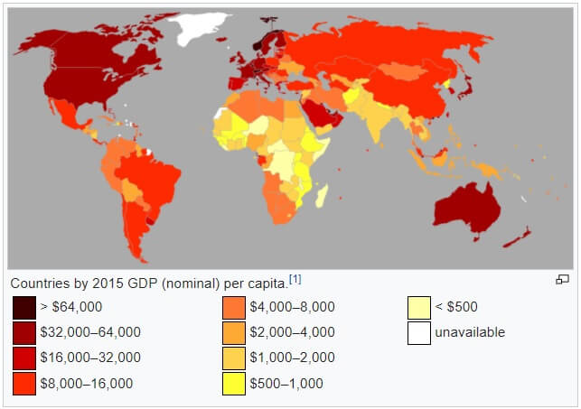 Rich Poor Countries based on GDP