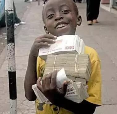 Zimbabwe Kids with lots of worthless currency