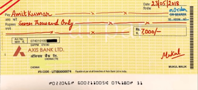 A Simple crossed Cheque