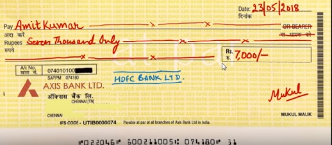 Special crossing of cheque