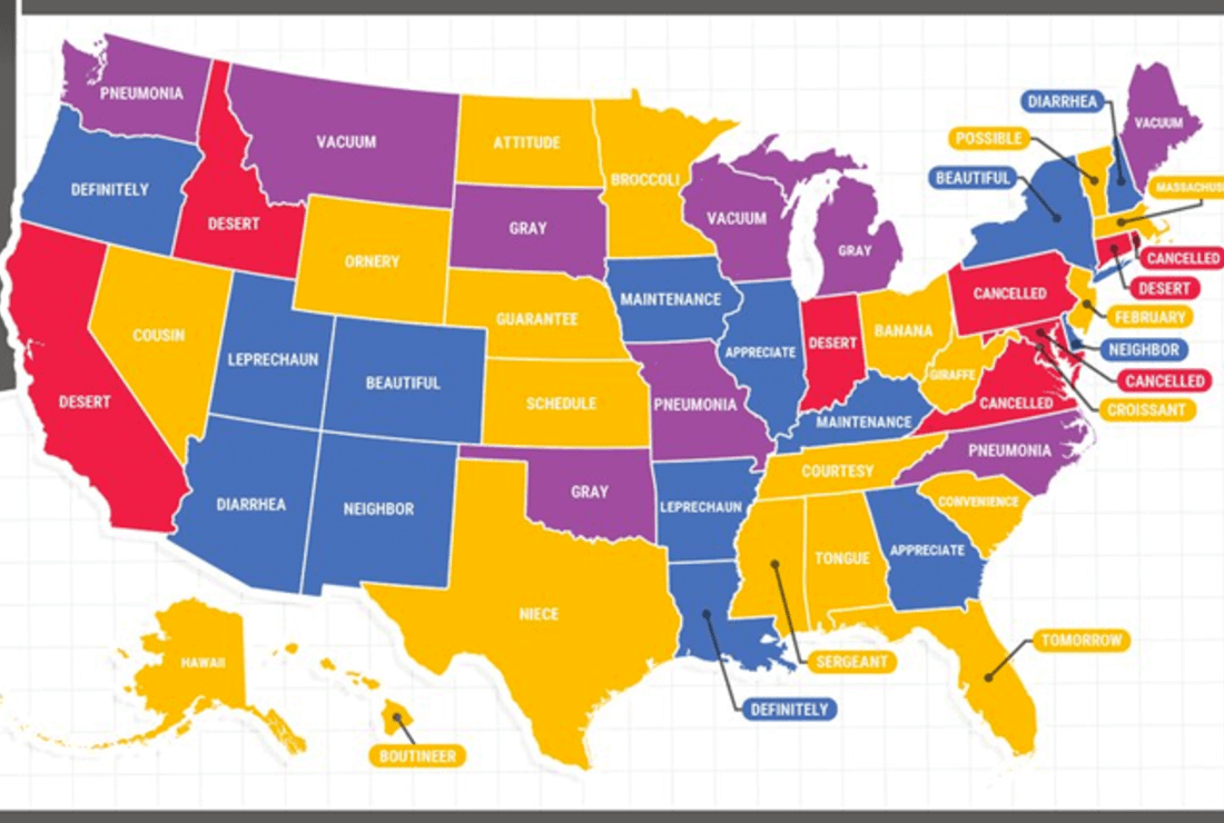 Google Top Spelling Mistakes in American States