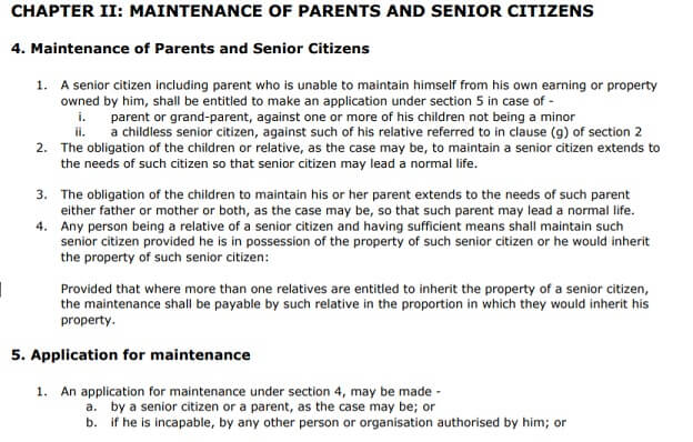 Maintenance of parents & senior citizens Act 2007