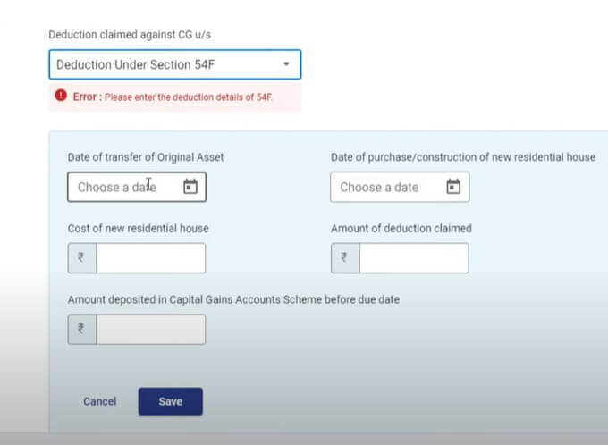 Claiming Exemption under section 54 if bought house from profit of shares